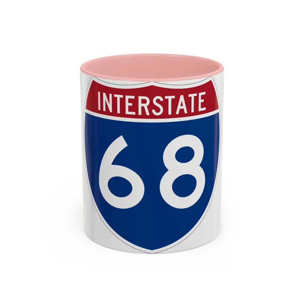 Interstate 68 (U.S. Highways) Accent Coffee Mug-11oz-Pink-Go Mug Yourself