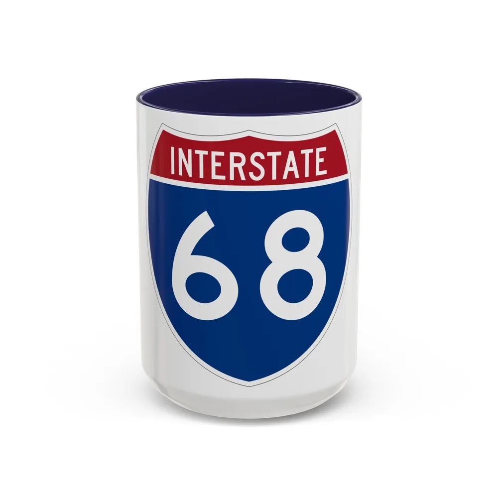 Interstate 68 (U.S. Highways) Accent Coffee Mug-15oz-Navy-Go Mug Yourself