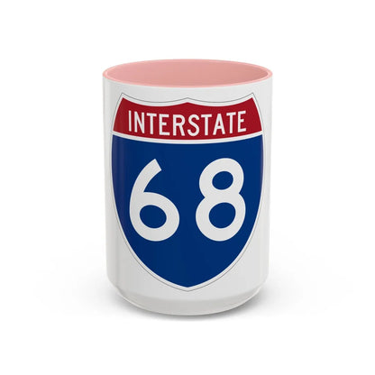 Interstate 68 (U.S. Highways) Accent Coffee Mug-15oz-Pink-Go Mug Yourself