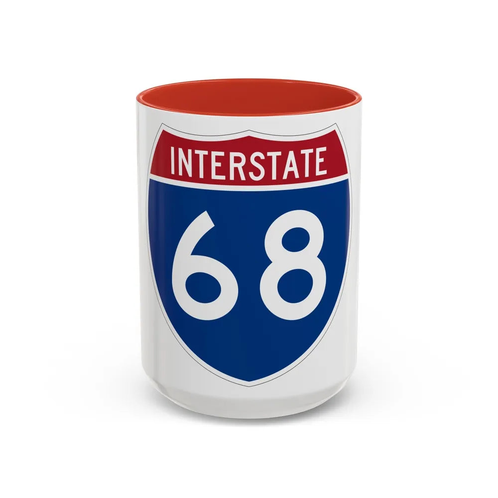 Interstate 68 (U.S. Highways) Accent Coffee Mug-15oz-Red-Go Mug Yourself