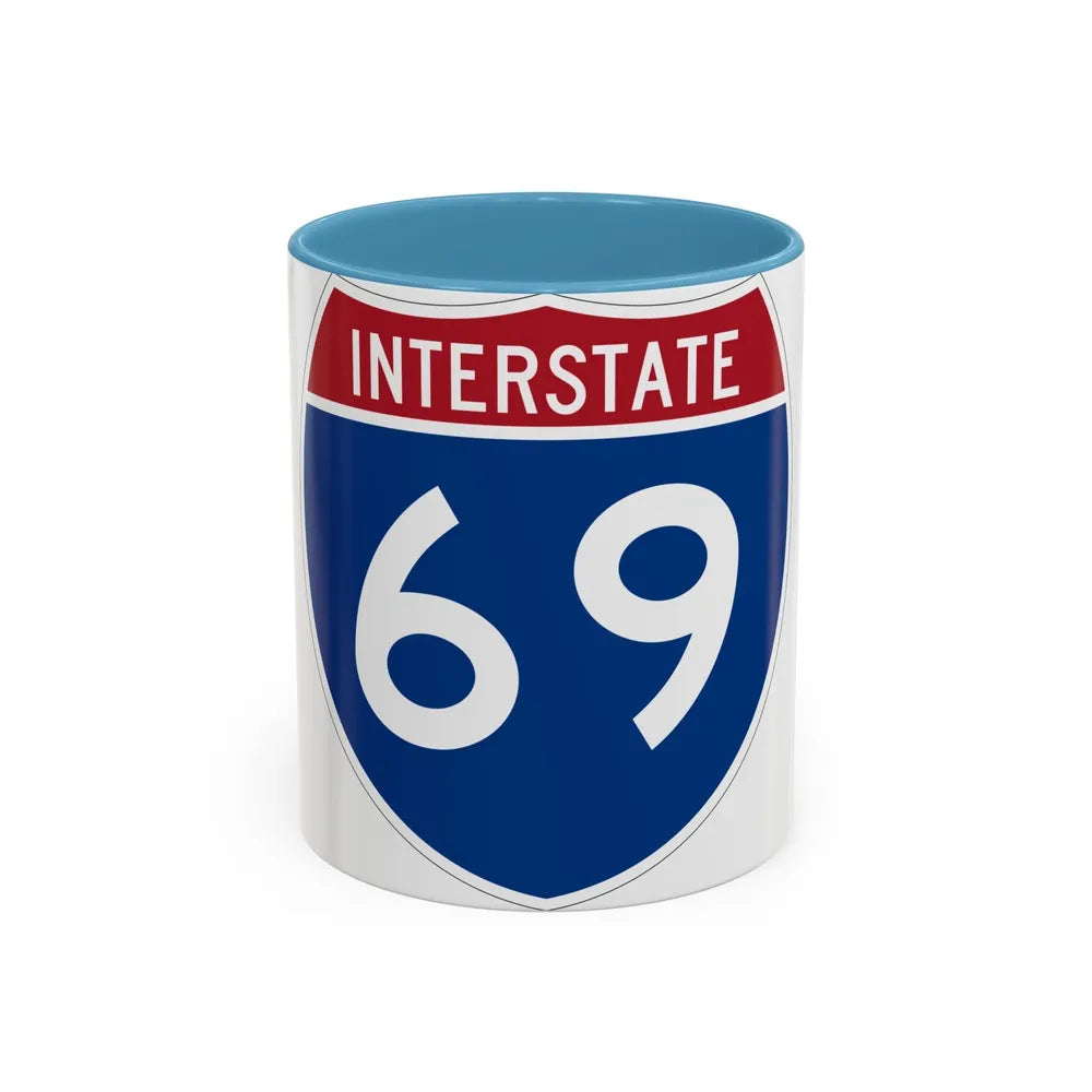 Interstate 69 (U.S. Highways) Accent Coffee Mug-11oz-Light Blue-Go Mug Yourself