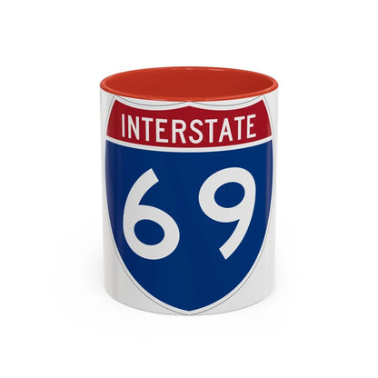 Interstate 69 (U.S. Highways) Accent Coffee Mug-11oz-Red-Go Mug Yourself