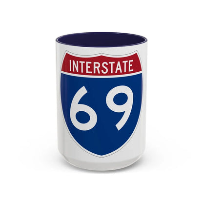 Interstate 69 (U.S. Highways) Accent Coffee Mug-15oz-Navy-Go Mug Yourself