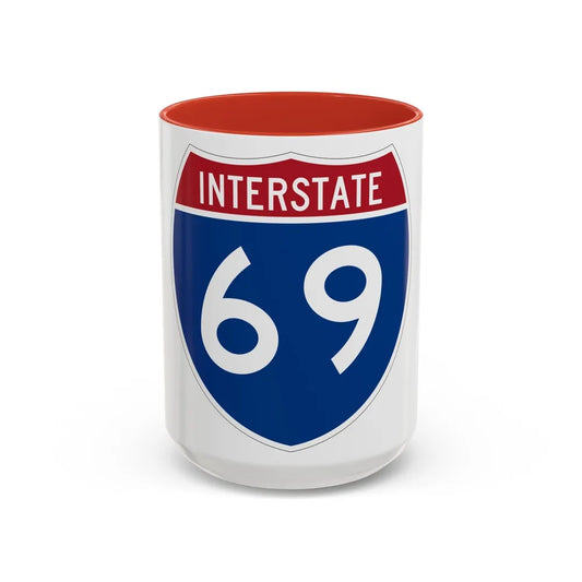 Interstate 69 (U.S. Highways) Accent Coffee Mug-15oz-Red-Go Mug Yourself