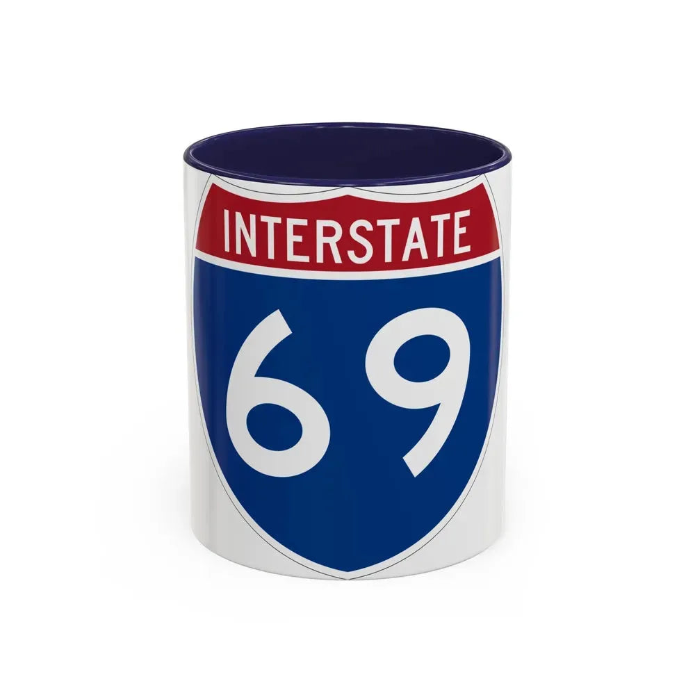 Interstate 69 (U.S. Highways) Accent Coffee Mug 11oz Navy - Go Mug Yourself