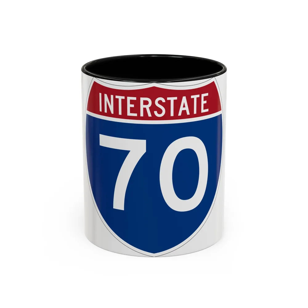 Interstate 70 (U.S. Highways) Accent Coffee Mug-11oz-Black-Go Mug Yourself