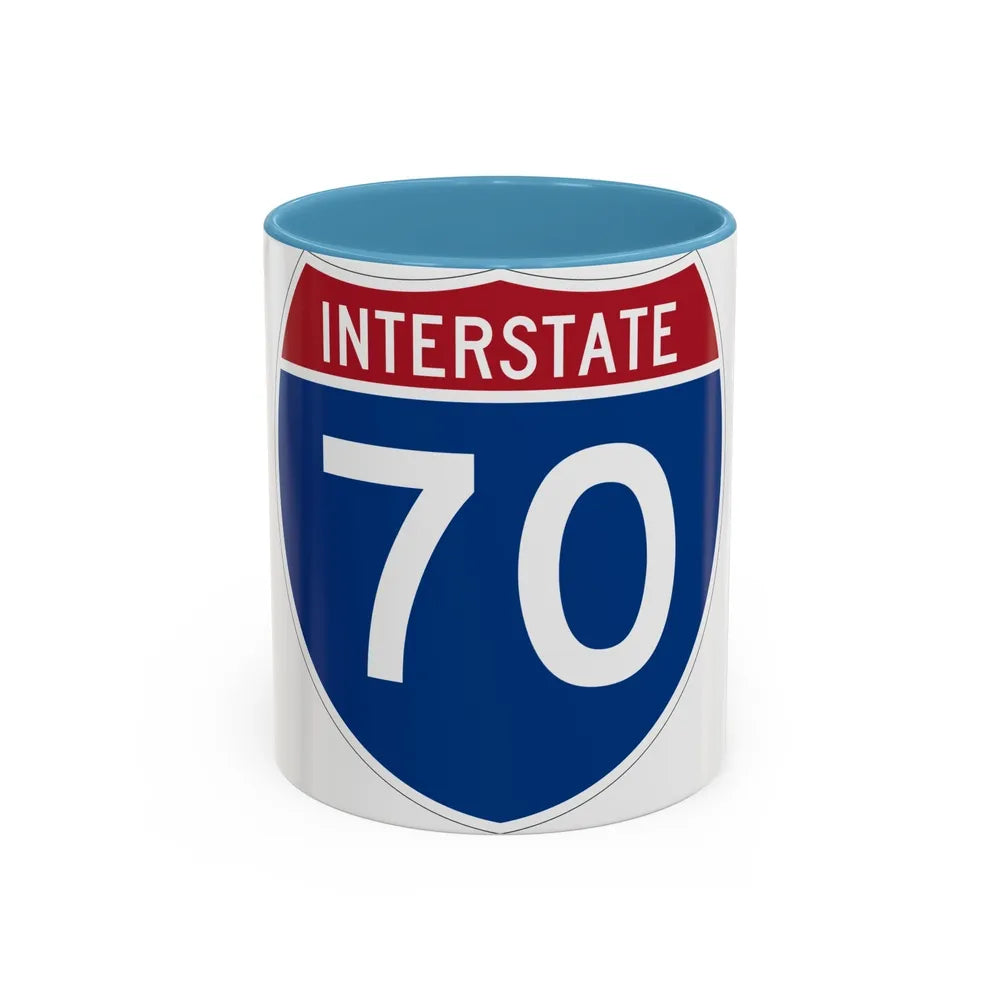 Interstate 70 (U.S. Highways) Accent Coffee Mug-11oz-Light Blue-Go Mug Yourself