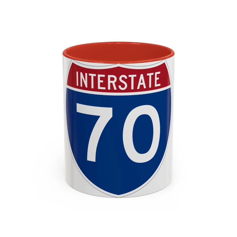 Interstate 70 (U.S. Highways) Accent Coffee Mug-11oz-Red-Go Mug Yourself