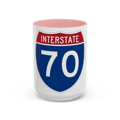 Interstate 70 (U.S. Highways) Accent Coffee Mug-15oz-Pink-Go Mug Yourself