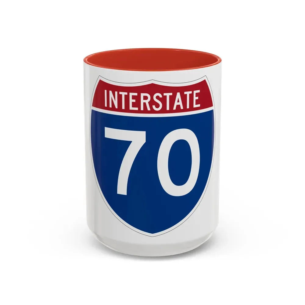 Interstate 70 (U.S. Highways) Accent Coffee Mug 15oz Red - Go Mug Yourself