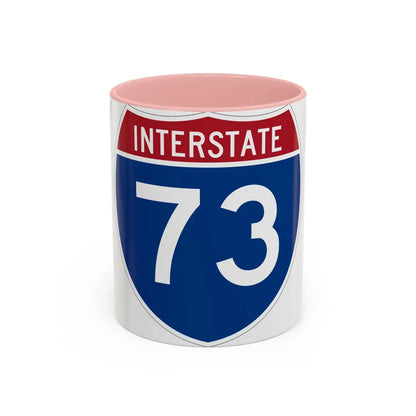 Interstate 73 (U.S. Highways) Accent Coffee Mug-11oz-Pink-Go Mug Yourself