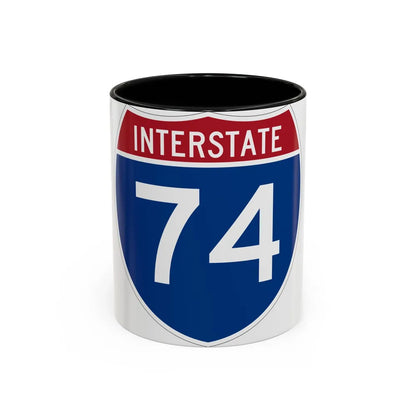 Interstate 74 (U.S. Highways) Accent Coffee Mug-11oz-Black-Go Mug Yourself