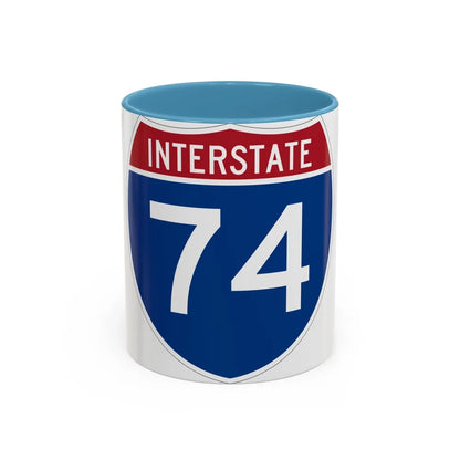 Interstate 74 (U.S. Highways) Accent Coffee Mug-11oz-Light Blue-Go Mug Yourself