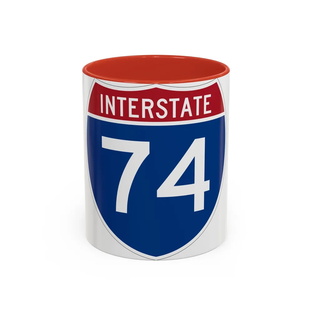 Interstate 74 (U.S. Highways) Accent Coffee Mug-11oz-Red-Go Mug Yourself