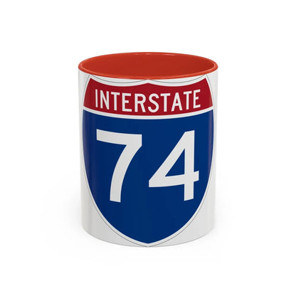 Interstate 74 (U.S. Highways) Accent Coffee Mug-11oz-Red-Go Mug Yourself