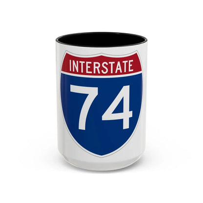 Interstate 74 (U.S. Highways) Accent Coffee Mug-15oz-Black-Go Mug Yourself