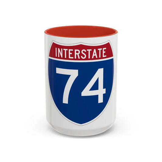 Interstate 74 (U.S. Highways) Accent Coffee Mug-15oz-Red-Go Mug Yourself