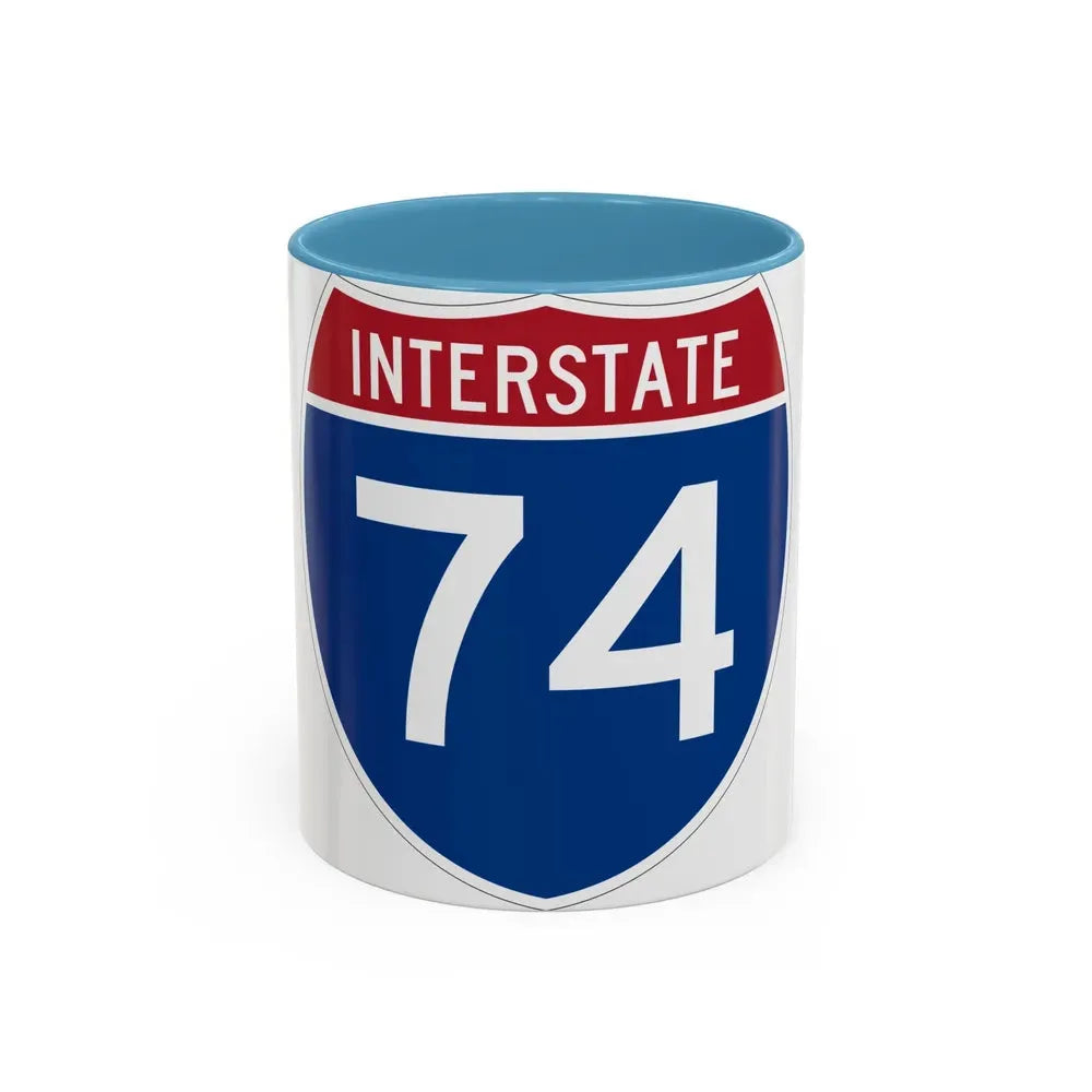 Interstate 74 (U.S. Highways) Accent Coffee Mug 11oz Light Blue - Go Mug Yourself