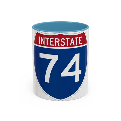 Interstate 74 (U.S. Highways) Accent Coffee Mug 11oz Light Blue - Go Mug Yourself