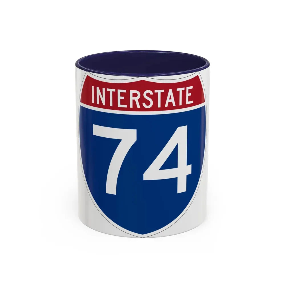 Interstate 74 (U.S. Highways) Accent Coffee Mug 11oz Navy - Go Mug Yourself
