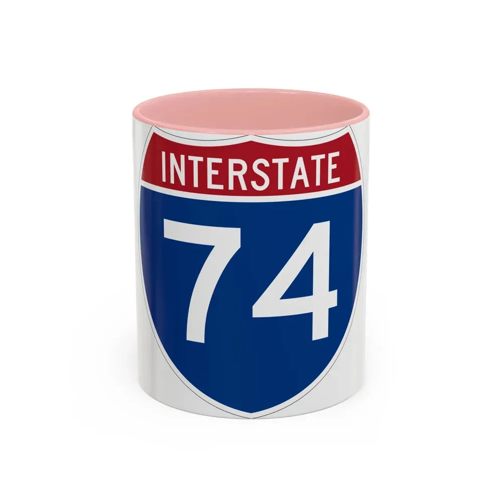 Interstate 74 (U.S. Highways) Accent Coffee Mug 11oz Pink - Go Mug Yourself