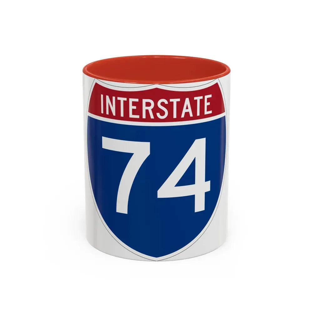 Interstate 74 (U.S. Highways) Accent Coffee Mug 11oz Red - Go Mug Yourself