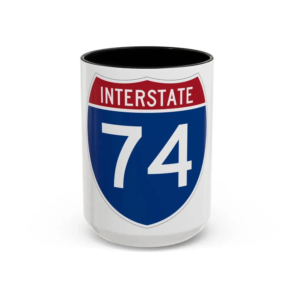 Interstate 74 (U.S. Highways) Accent Coffee Mug 15oz Black - Go Mug Yourself