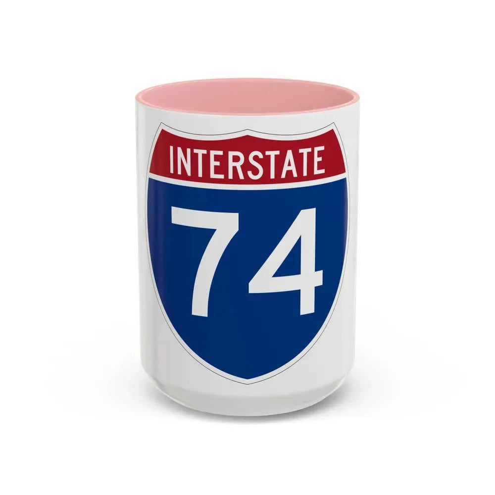 Interstate 74 (U.S. Highways) Accent Coffee Mug 15oz Pink - Go Mug Yourself