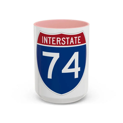 Interstate 74 (U.S. Highways) Accent Coffee Mug 15oz Pink - Go Mug Yourself