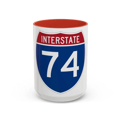 Interstate 74 (U.S. Highways) Accent Coffee Mug 15oz Red - Go Mug Yourself