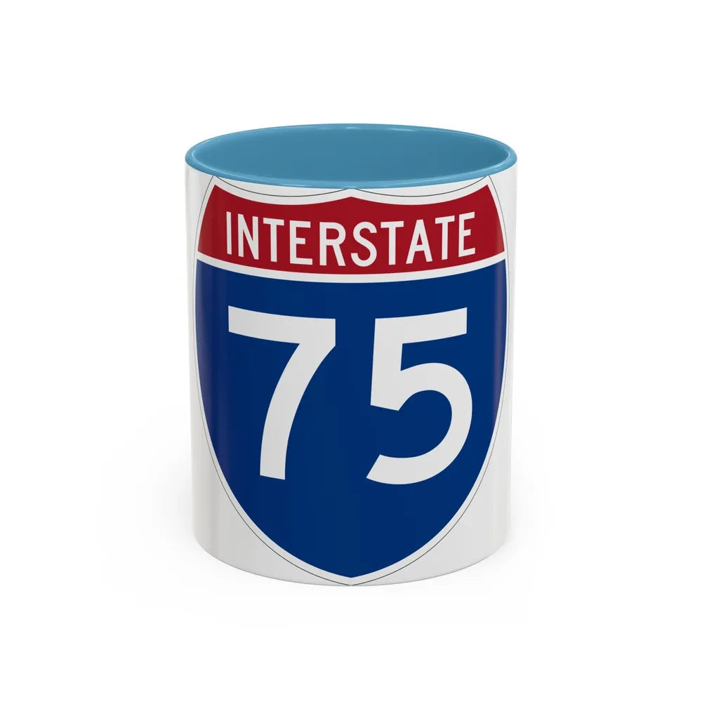 Interstate 75 (U.S. Highways) Accent Coffee Mug-11oz-Light Blue-Go Mug Yourself