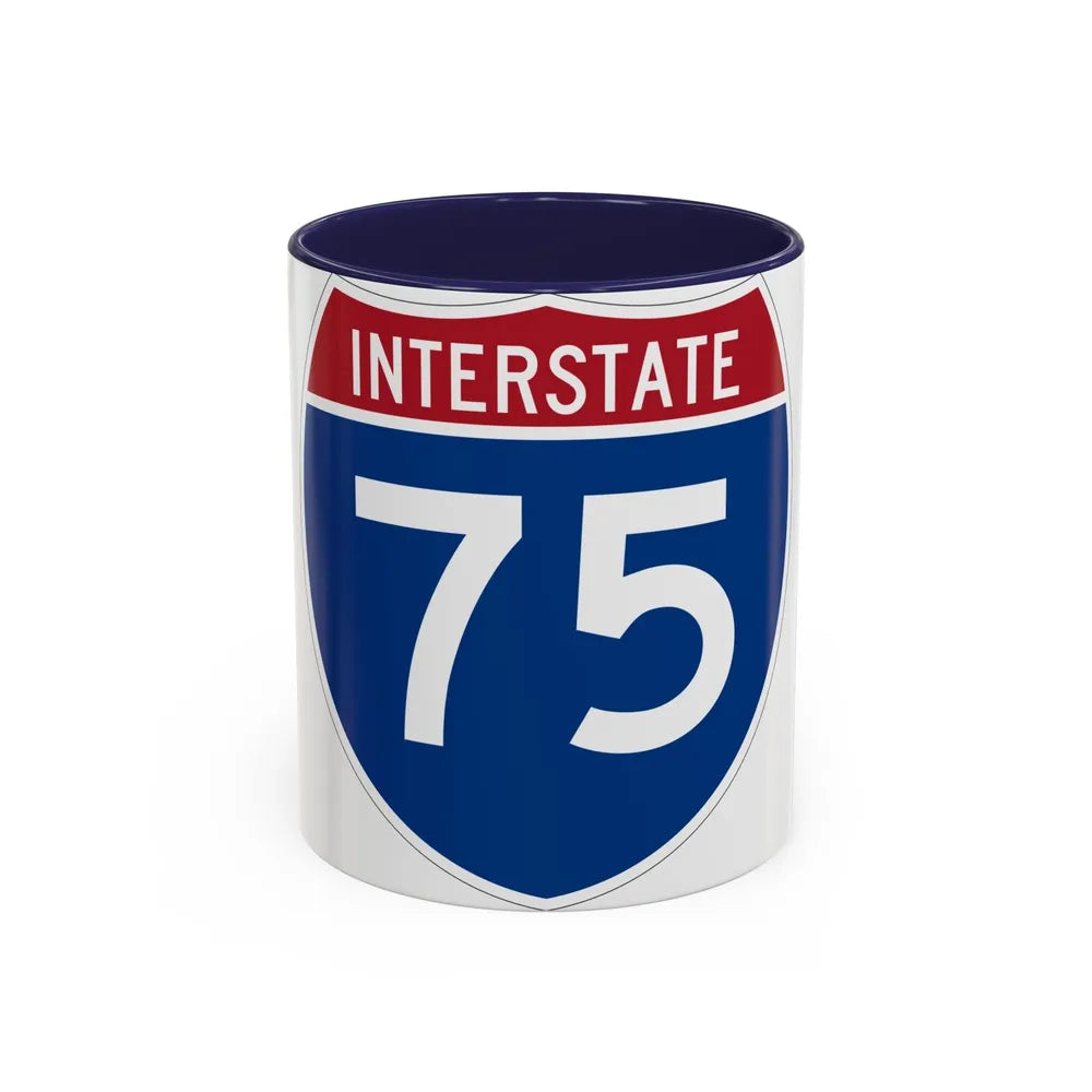 Interstate 75 (U.S. Highways) Accent Coffee Mug-11oz-Navy-Go Mug Yourself