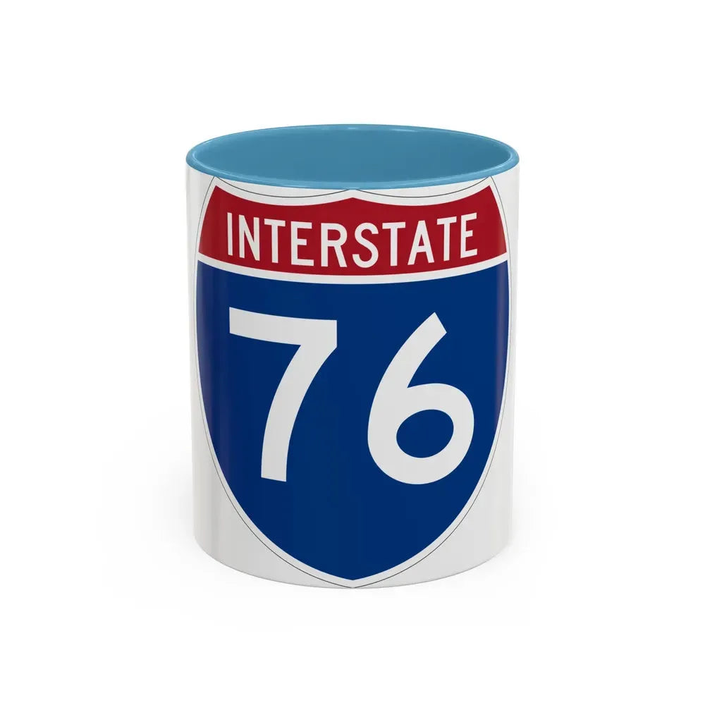 Interstate 76 Colorado Nebraska (U.S. Highways) Accent Coffee Mug 11oz Light Blue - Go Mug Yourself