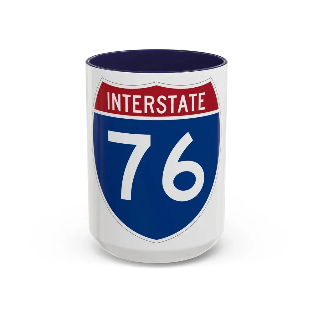 Interstate 76 Colorado Nebraska (U.S. Highways) Accent Coffee Mug 15oz Navy - Go Mug Yourself