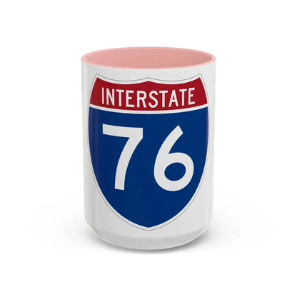 Interstate 76 Colorado Nebraska (U.S. Highways) Accent Coffee Mug 15oz Pink - Go Mug Yourself
