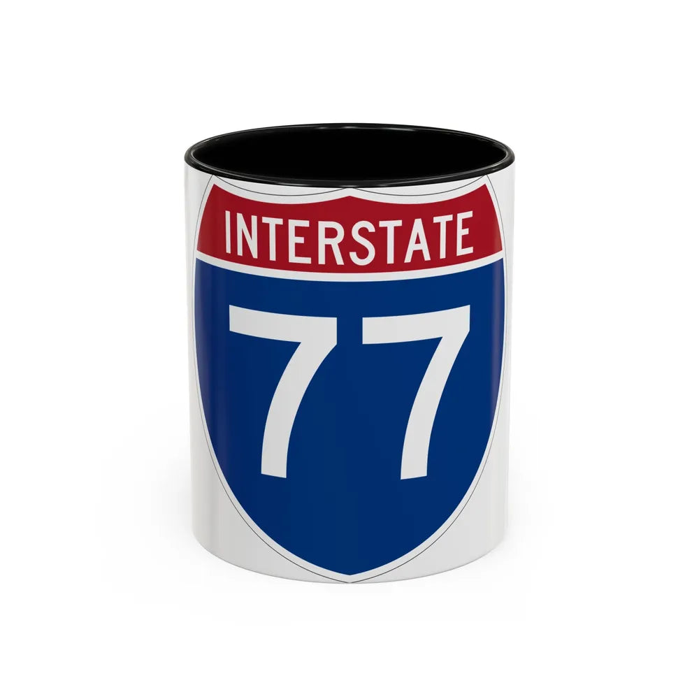 Interstate 77 (U.S. Highways) Accent Coffee Mug-11oz-Black-Go Mug Yourself