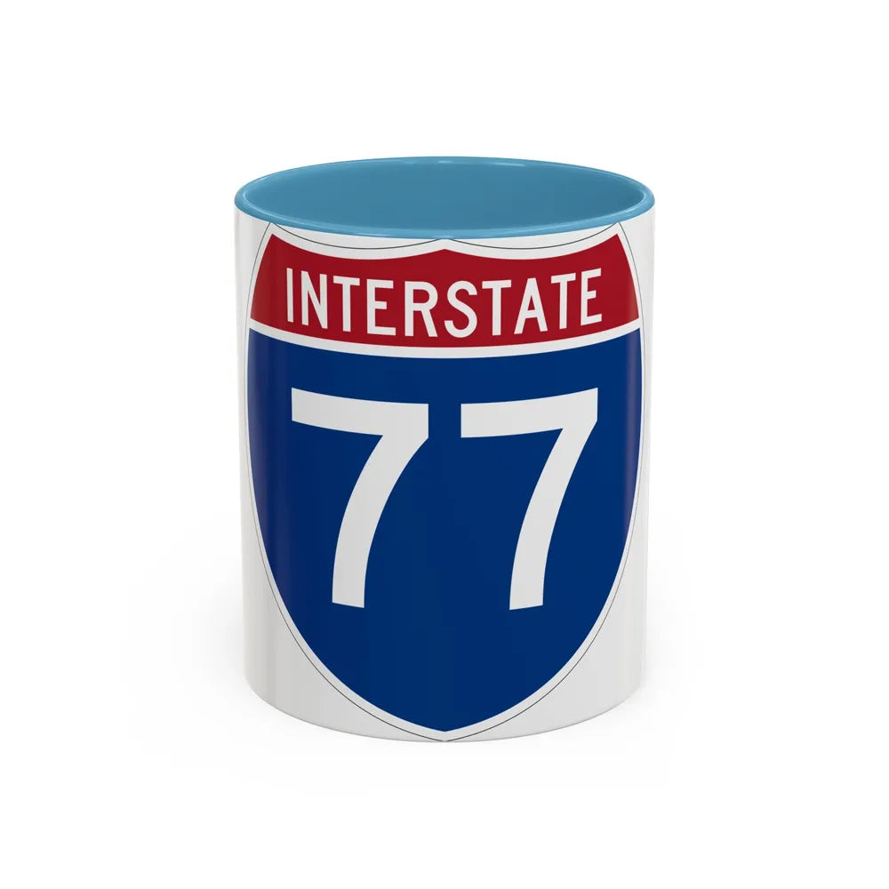 Interstate 77 (U.S. Highways) Accent Coffee Mug-11oz-Light Blue-Go Mug Yourself