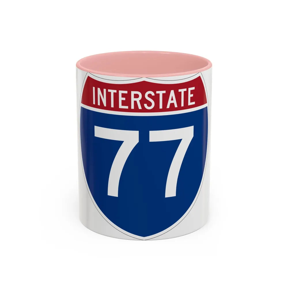 Interstate 77 (U.S. Highways) Accent Coffee Mug-11oz-Pink-Go Mug Yourself