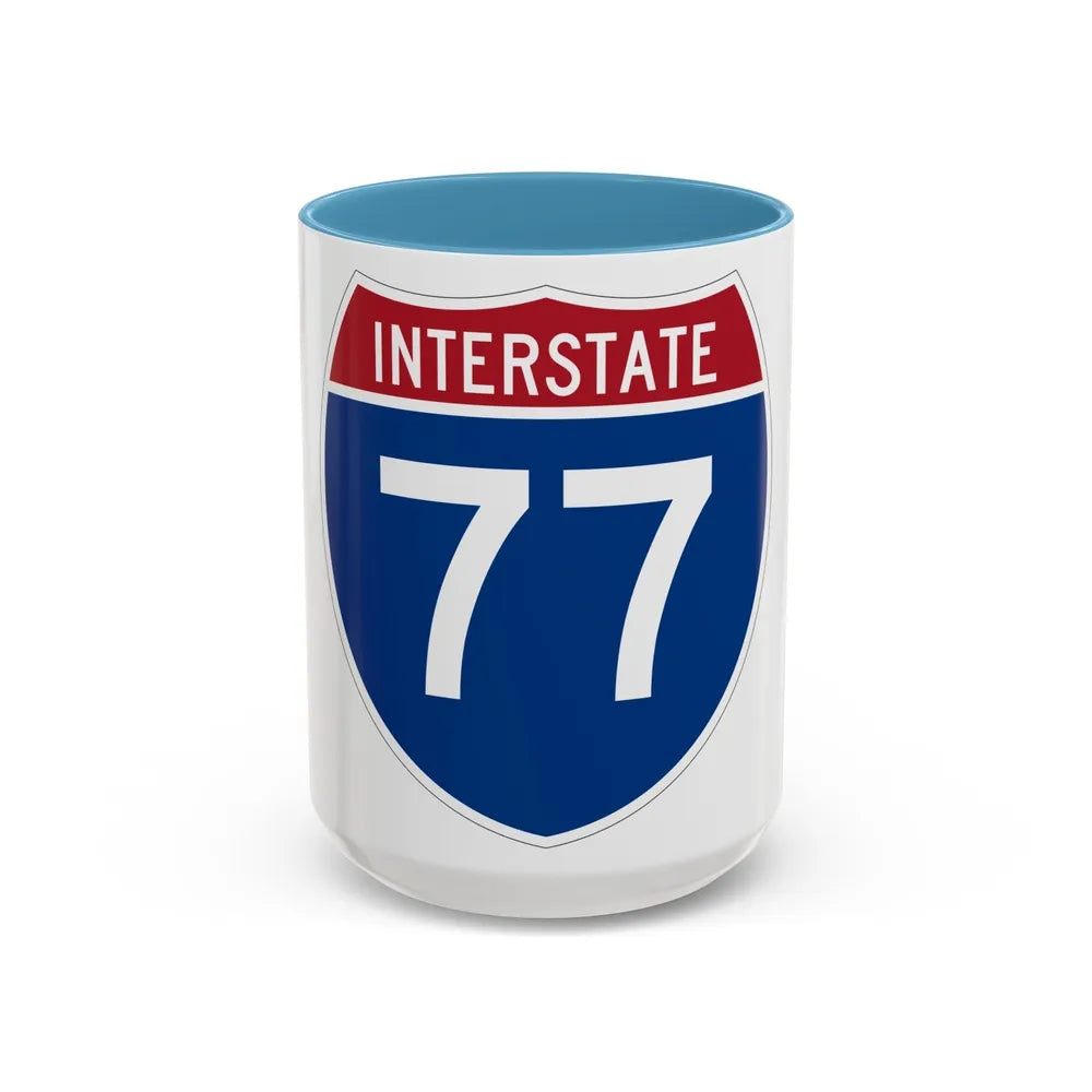 Interstate 77 (U.S. Highways) Accent Coffee Mug-15oz-Light Blue-Go Mug Yourself