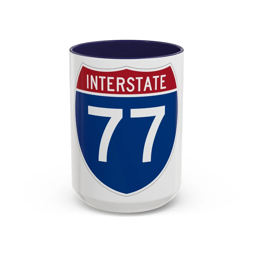 Interstate 77 (U.S. Highways) Accent Coffee Mug-15oz-Navy-Go Mug Yourself