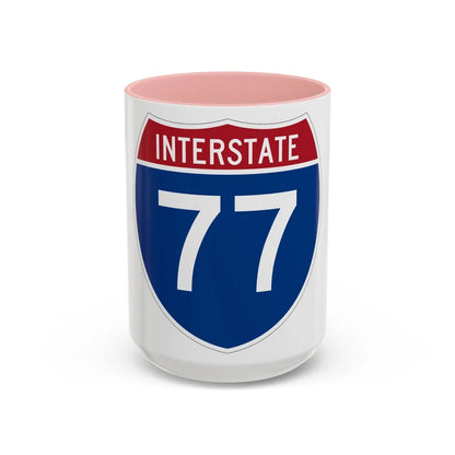 Interstate 77 (U.S. Highways) Accent Coffee Mug-15oz-Pink-Go Mug Yourself