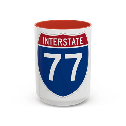 Interstate 77 (U.S. Highways) Accent Coffee Mug-15oz-Red-Go Mug Yourself