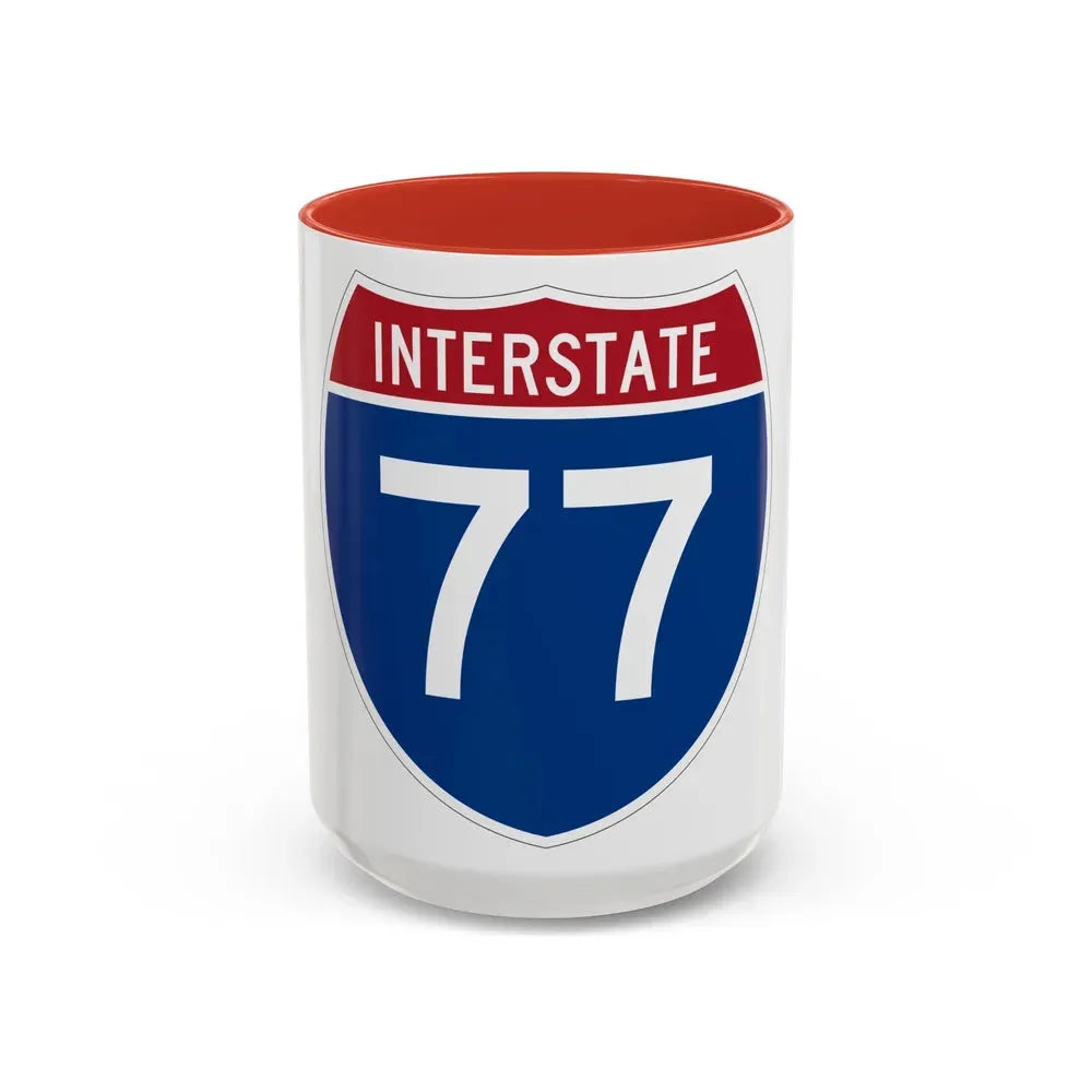 Interstate 77 (U.S. Highways) Accent Coffee Mug 15oz Red - Go Mug Yourself