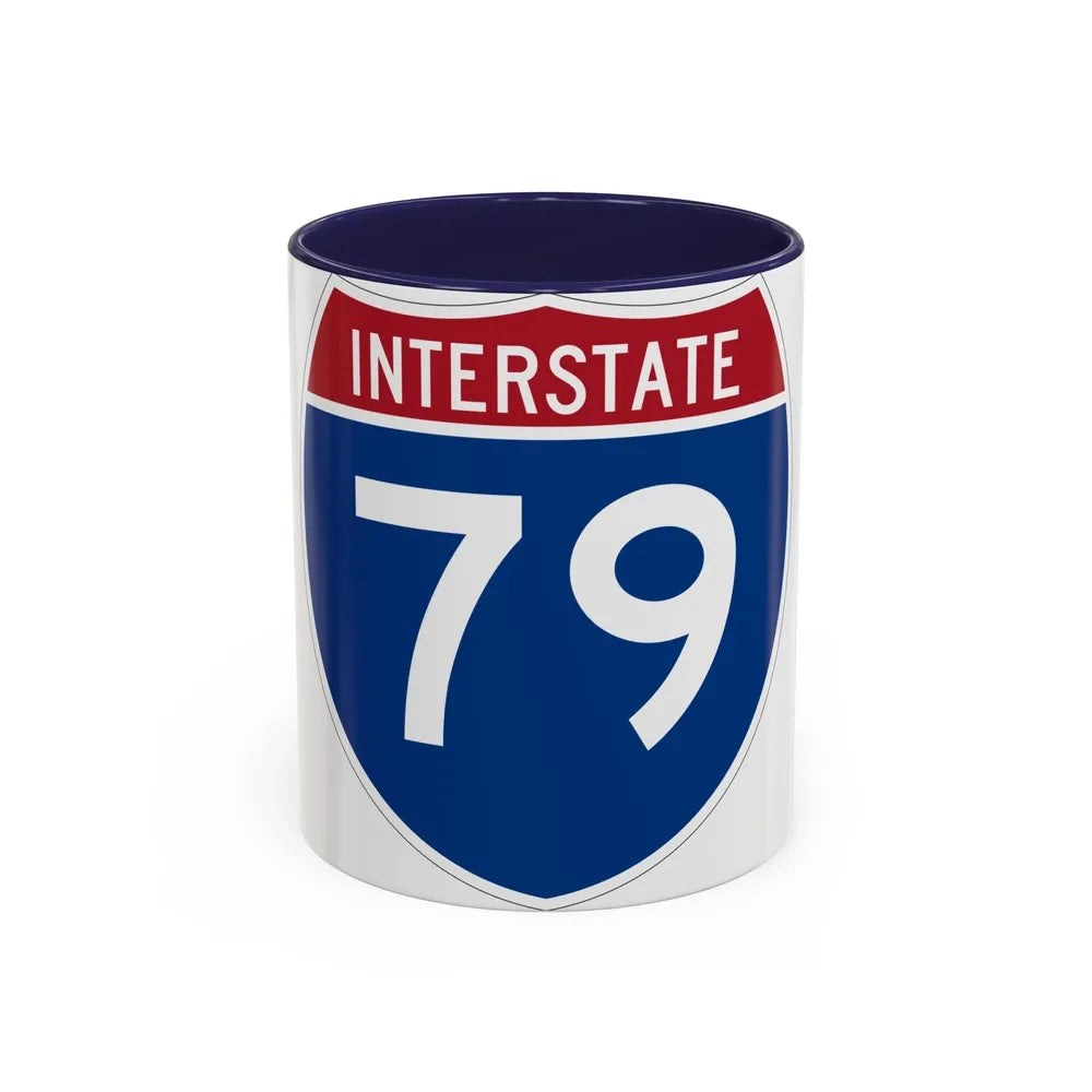 Interstate 79 (U.S. Highways) Accent Coffee Mug-11oz-Navy-Go Mug Yourself