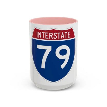 Interstate 79 (U.S. Highways) Accent Coffee Mug-15oz-Pink-Go Mug Yourself