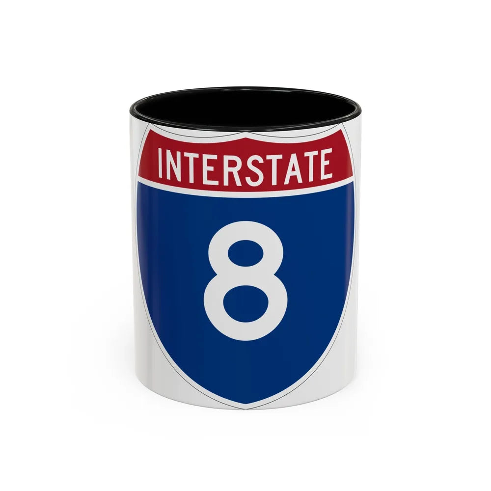 Interstate 8 (U.S. Highways) Accent Coffee Mug-11oz-Black-Go Mug Yourself