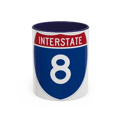 Interstate 8 (U.S. Highways) Accent Coffee Mug-11oz-Navy-Go Mug Yourself