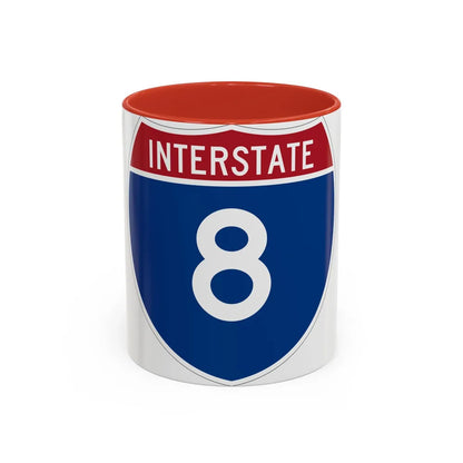 Interstate 8 (U.S. Highways) Accent Coffee Mug-11oz-Red-Go Mug Yourself