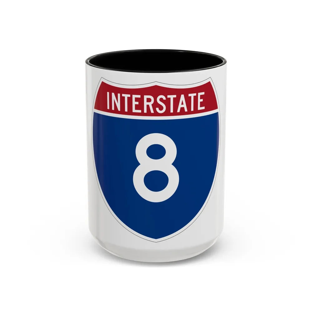 Interstate 8 (U.S. Highways) Accent Coffee Mug-15oz-Black-Go Mug Yourself