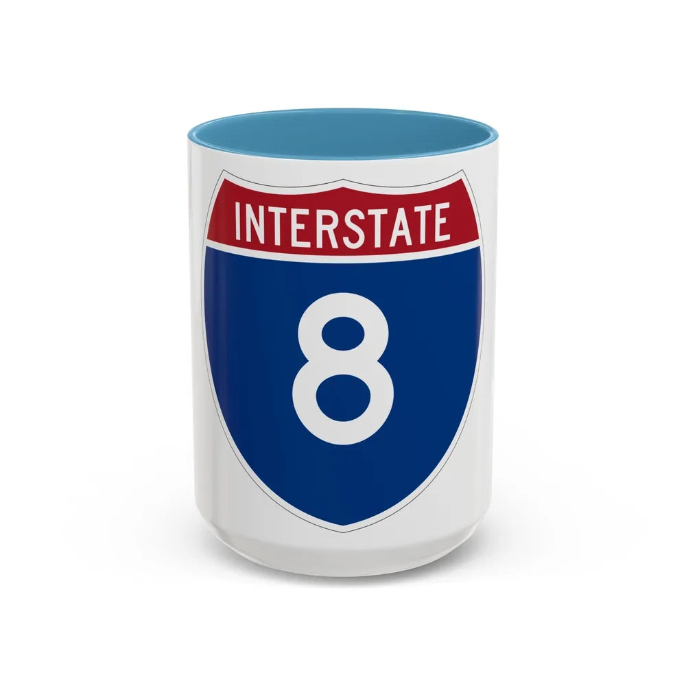 Interstate 8 (U.S. Highways) Accent Coffee Mug-15oz-Light Blue-Go Mug Yourself